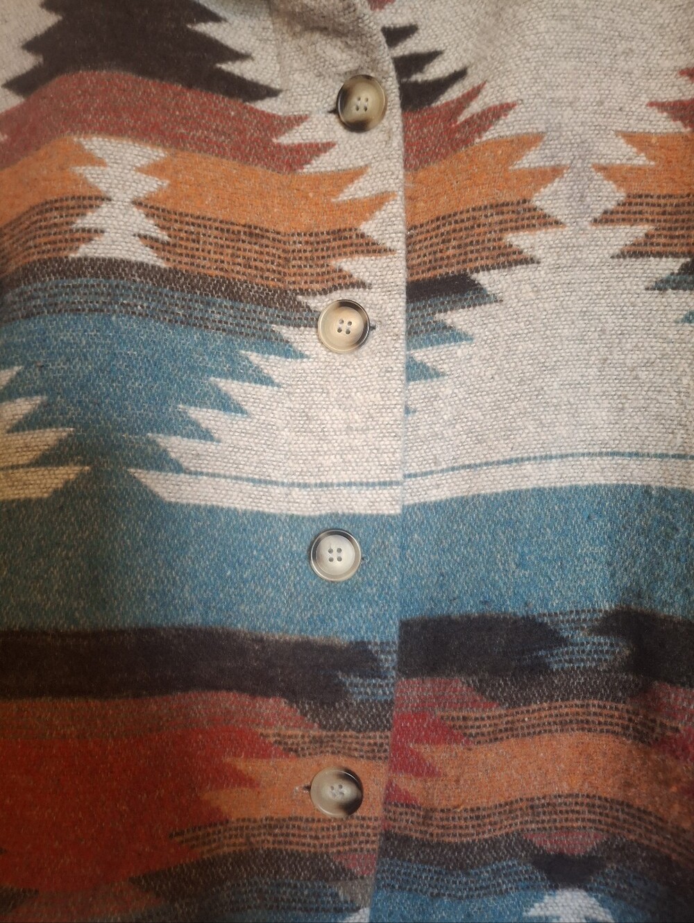 Blue B Aztec Pattern Button-Front Jacket - Picture 4 of 8